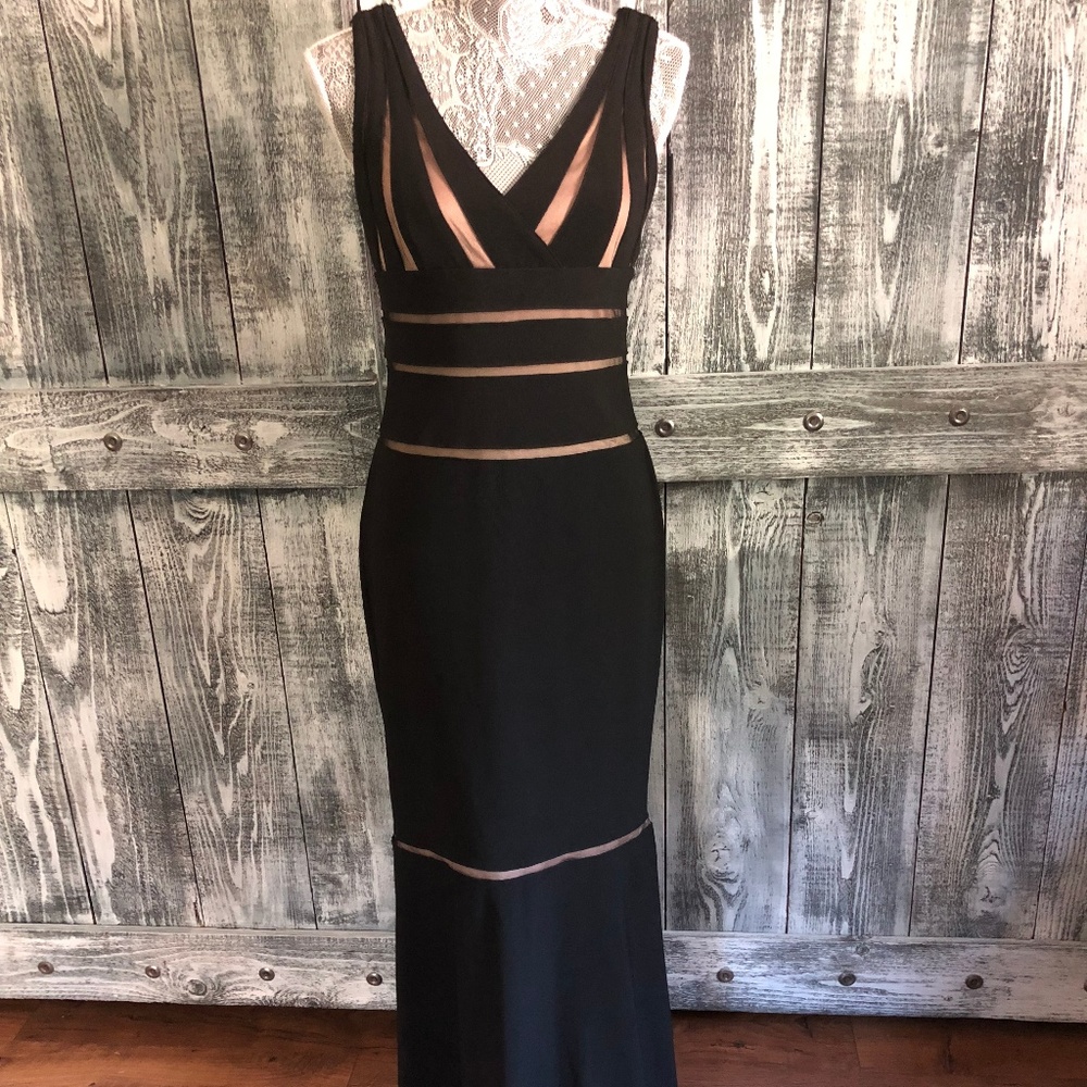Black Cutout Cache Mermaid Gown Dress Sz 8 NWOT